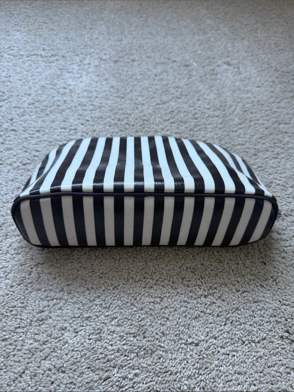 henri bendel Black and White Vertical Stripe Cosmetic Case
